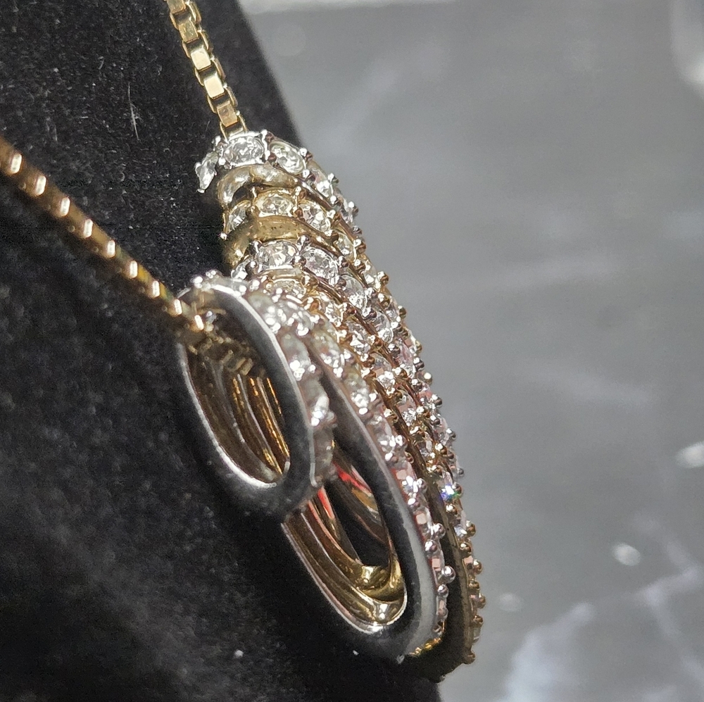 Pre-Loved Swarovski "Dance" Sliding Two Tone Crystal Pendant Box Chain Necklace - Picture 3 of 7